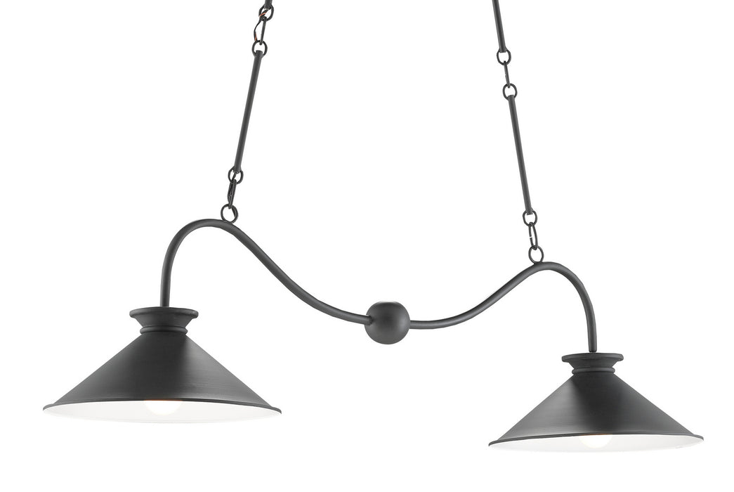 Currey and Company 9000-0533 Two Light Chandelier, Black Bronze/Sugar White
