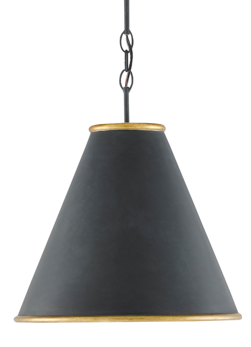 Currey and Company 9000-0534 One Light Pendant, Antique Black/Contemporary Gold Leaf/Painted Gold