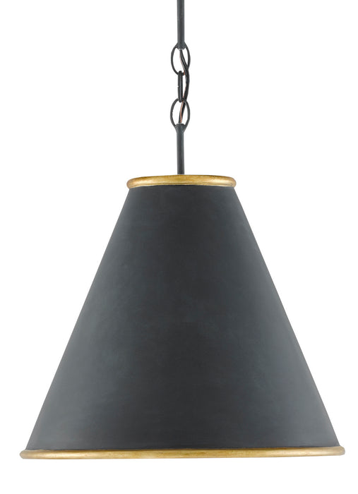 Currey and Company 9000-0534 One Light Pendant, Antique Black/Contemporary Gold Leaf/Painted Gold