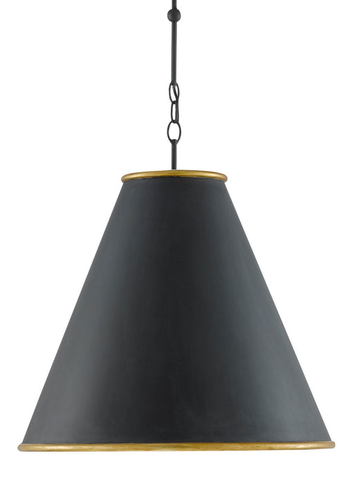 Currey and Company 9000-0535 One Light Pendant, Antique Black/Contemporary Gold Leaf/Painted Gold