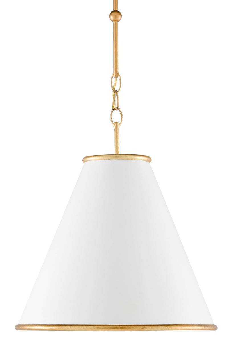 Currey and Company 9000-0536 One Light Pendant, Painted Gesso White/Contemporary Gold Leaf/Painted Gold