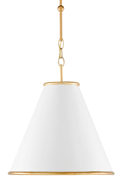 Currey and Company 9000-0536 One Light Pendant, Painted Gesso White/Contemporary Gold Leaf/Painted Gold