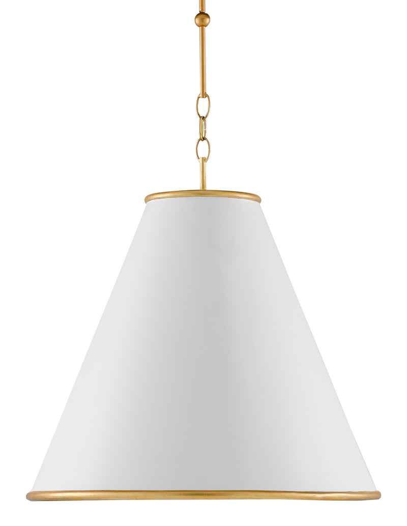 Currey and Company 9000-0537 One Light Pendant, Painted Gesso White/Contemporary Gold Leaf/Painted Gold