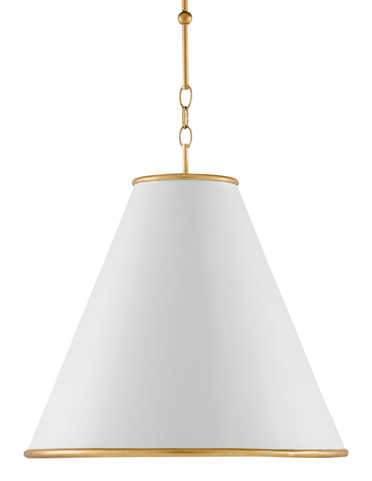 Currey and Company 9000-0537 One Light Pendant, Painted Gesso White/Contemporary Gold Leaf/Painted Gold