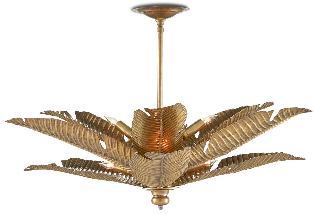 Currey and Company 9000-0544 Six Light Semi-Flush Mount, Vintage Brass