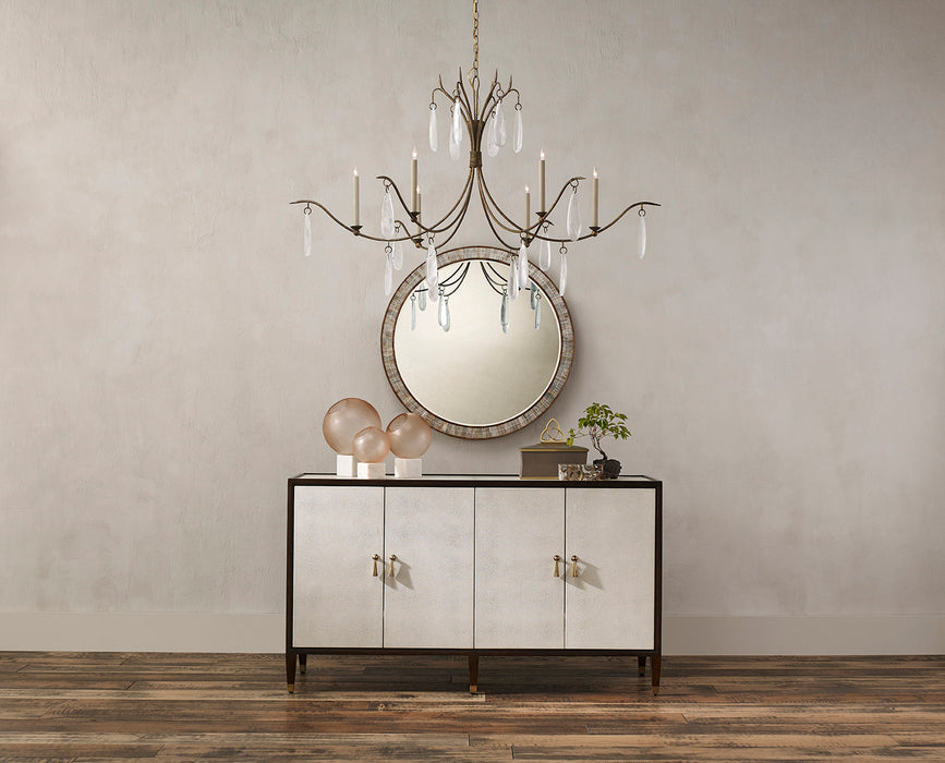 Currey and Company 9000-0545 Six Light Chandelier, Rustic Gold/Faux Rock Crystal