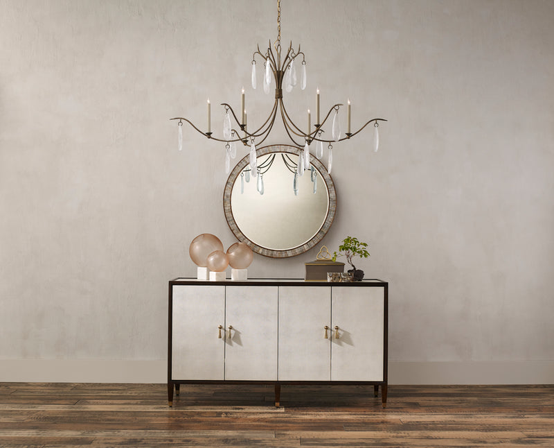 Currey and Company 9000-0545 Six Light Chandelier, Rustic Gold/Faux Rock Crystal