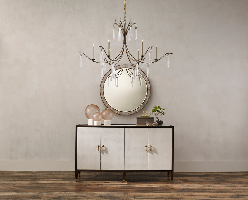 Currey and Company 9000-0545 Six Light Chandelier, Rustic Gold/Faux Rock Crystal