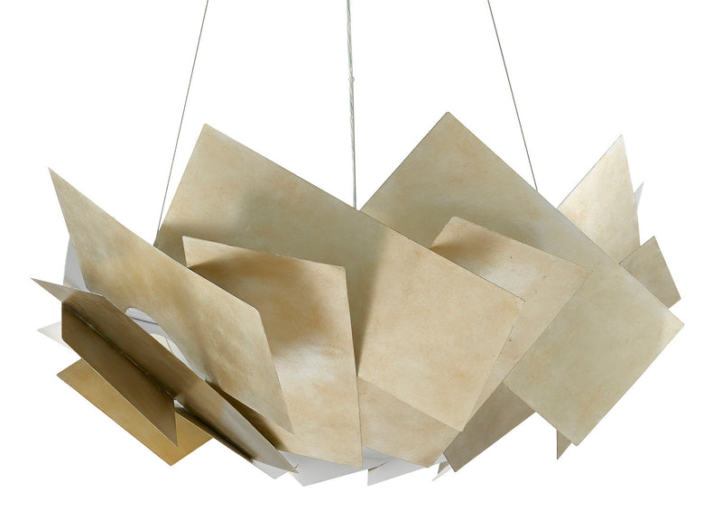 Currey and Company 9000-0549 Three Light Chandelier, Silver Leaf