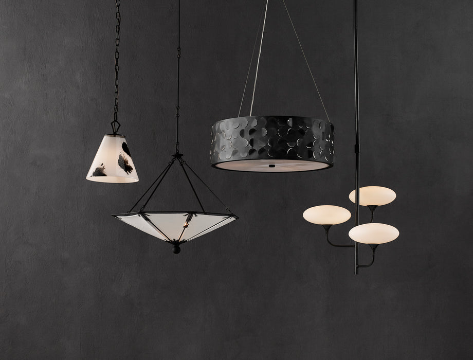 Currey and Company 9000-0556 Three Light Chandelier, Blacksmith/Sugar White