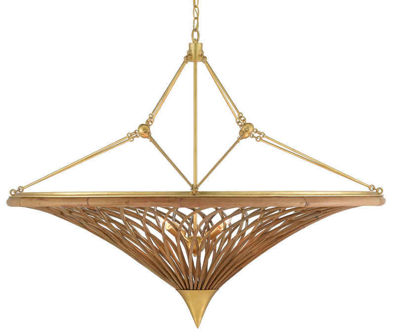 Currey and Company 9000-0560 Four Light Chandelier, Natural/Contemporary Gold Leaf