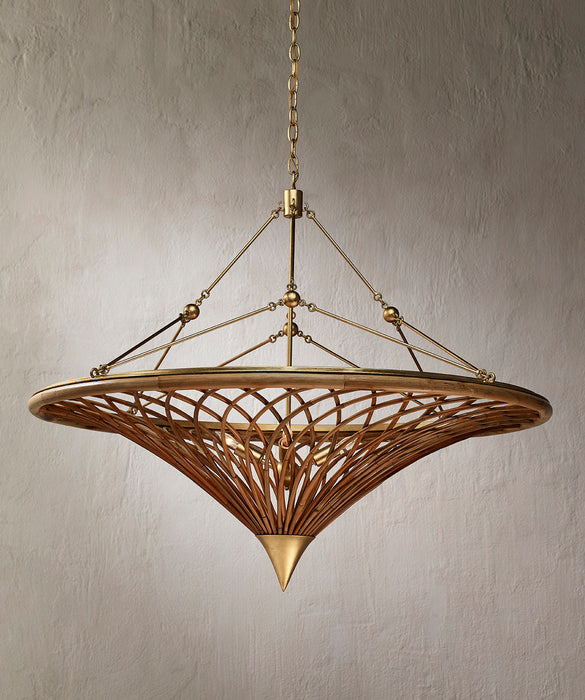 Currey and Company 9000-0560 Four Light Chandelier, Natural/Contemporary Gold Leaf