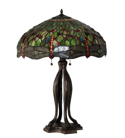 Meyda Tiffany 109607 Three Light Table Lamp, Mahogany Bronze