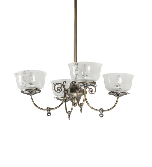 Meyda Tiffany 185605 Four Light Chandelier, Antique Brass