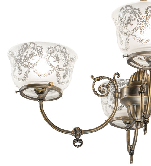 Meyda Tiffany 185605 Four Light Chandelier, Antique Brass