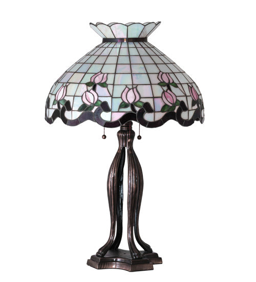 Meyda Tiffany 228791 Three Light Table Lamp, Mahogany Bronze