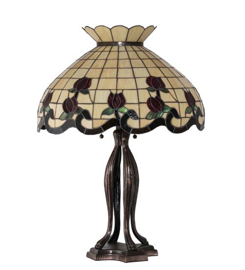 Meyda Tiffany 228801 Three Light Table Lamp, Mahogany Bronze