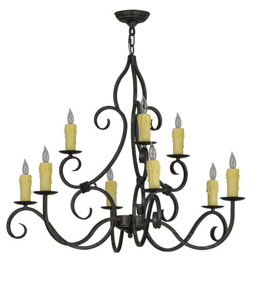 Meyda Tiffany 228942 Nine Light Chandelier, Antique Iron Gate