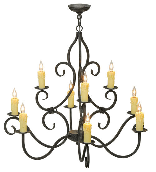 Meyda Tiffany 228942 Nine Light Chandelier, Antique Iron Gate