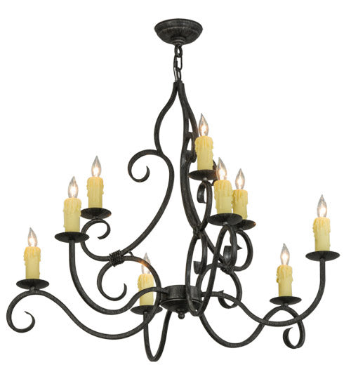 Meyda Tiffany 228942 Nine Light Chandelier, Antique Iron Gate