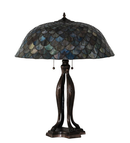 Meyda Tiffany 38594 Three Light Table Lamp, Mahogany Bronze