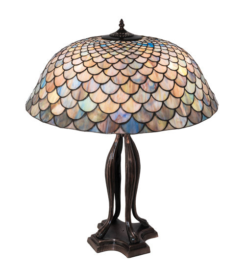 Meyda Tiffany 38594 Three Light Table Lamp, Mahogany Bronze