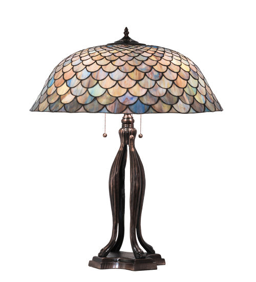 Meyda Tiffany 38594 Three Light Table Lamp, Mahogany Bronze
