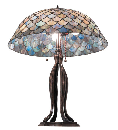 Meyda Tiffany 38594 Three Light Table Lamp, Mahogany Bronze