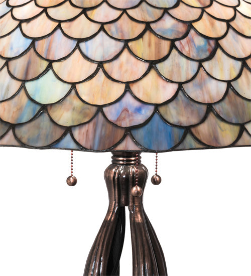 Meyda Tiffany 38594 Three Light Table Lamp, Mahogany Bronze
