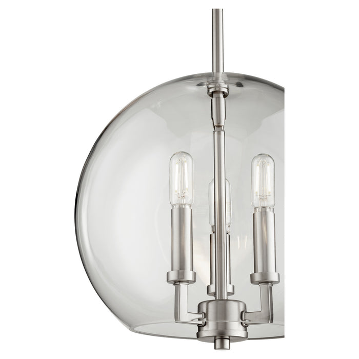 Quorum 873-3-65 Three Light Pendant, Satin Nickel