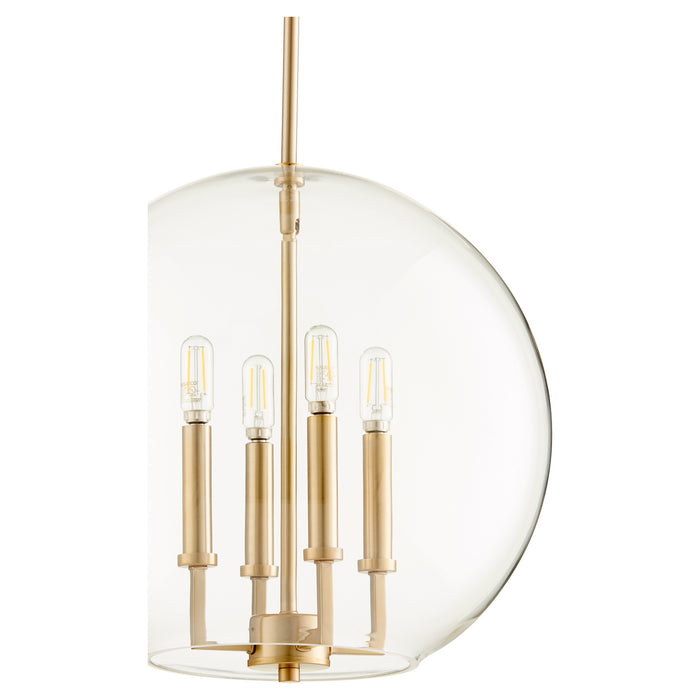 Quorum 873-4-80 Four Light Pendant, Aged Brass