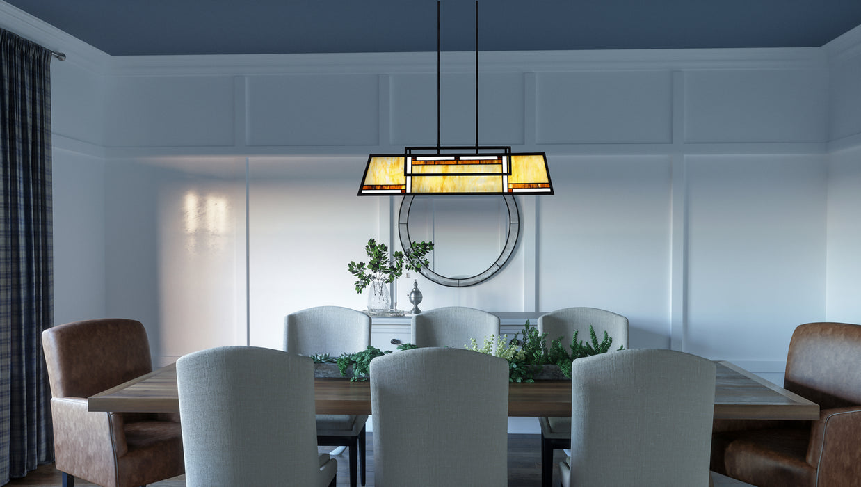 Quoizel ATW439MBK Four Light Island Chandelier, Matte Black