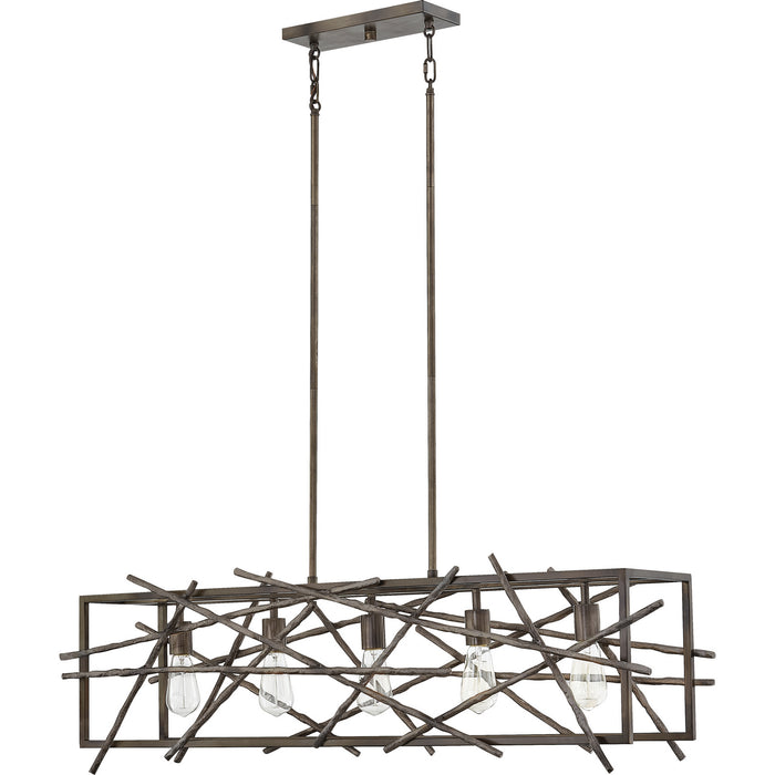 Quoizel BRH5042RT Five Light Island Chandelier, Restored Bronze