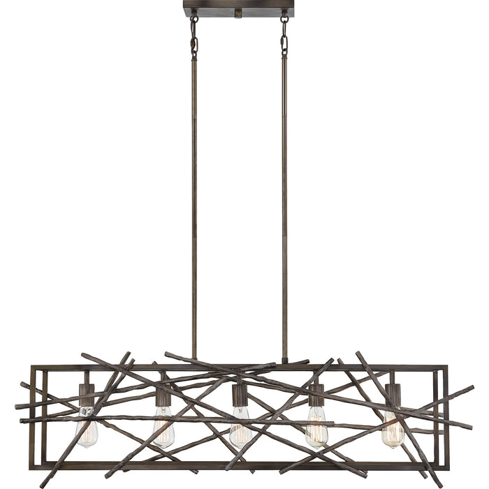 Quoizel BRH5042RT Five Light Island Chandelier, Restored Bronze