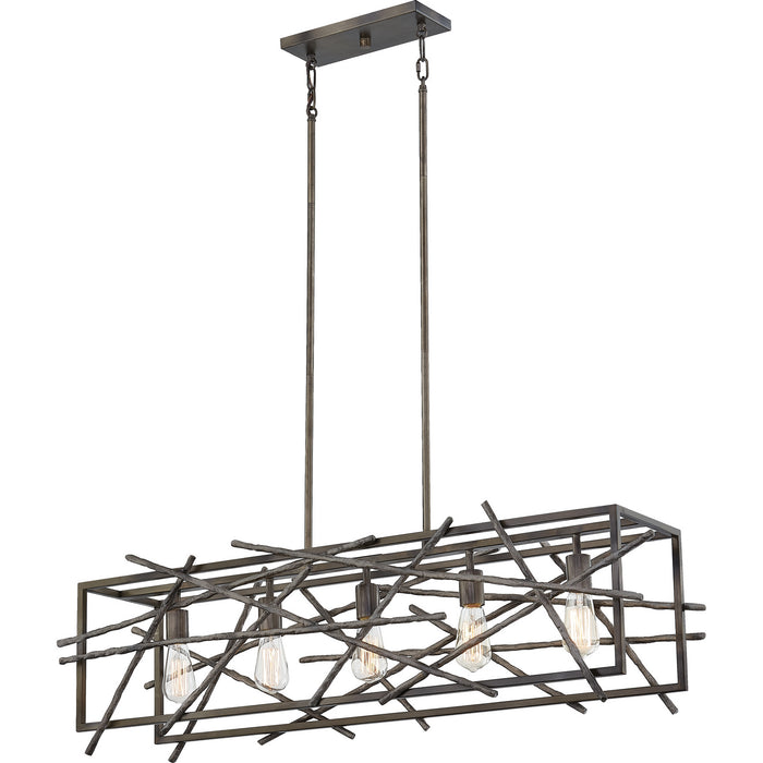 Quoizel BRH5042RT Five Light Island Chandelier, Restored Bronze