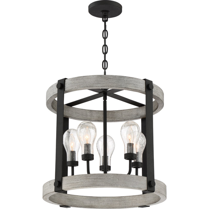 Quoizel CAL2821GK Five Light Pendant, Grey Ash