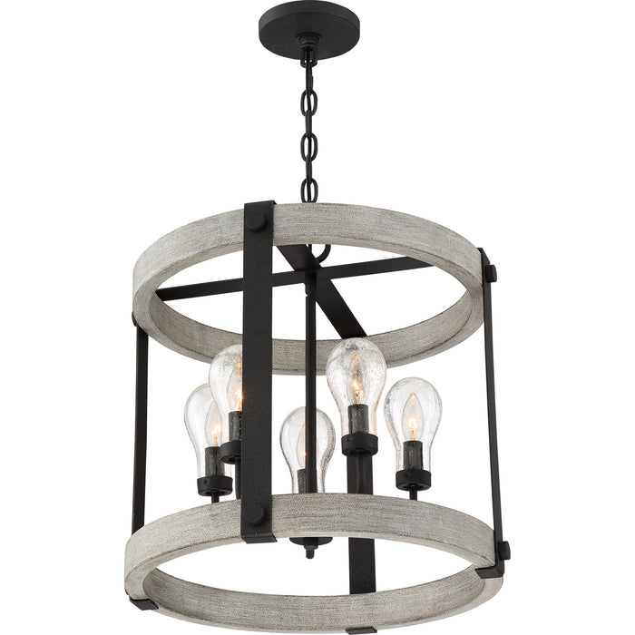 Quoizel CAL2821GK Five Light Pendant, Grey Ash