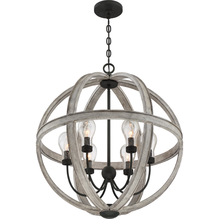 Quoizel CAL2828GK Six Light Pendant, Grey Ash