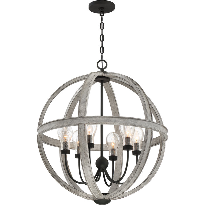 Quoizel CAL2828GK Six Light Pendant, Grey Ash