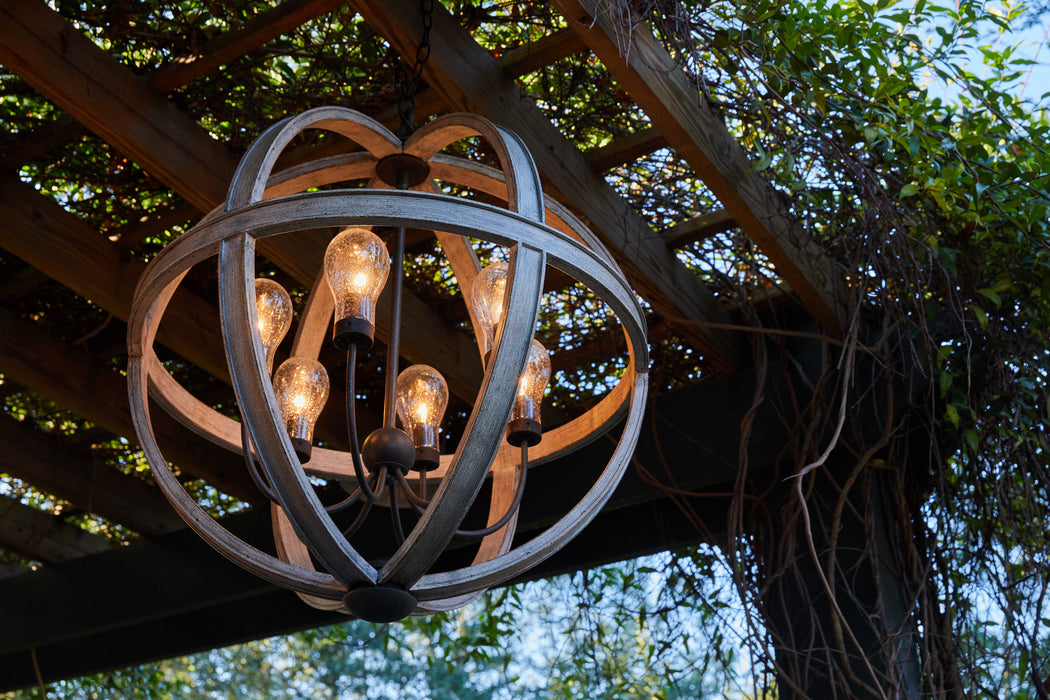 Quoizel CAL2828GK Six Light Pendant, Grey Ash