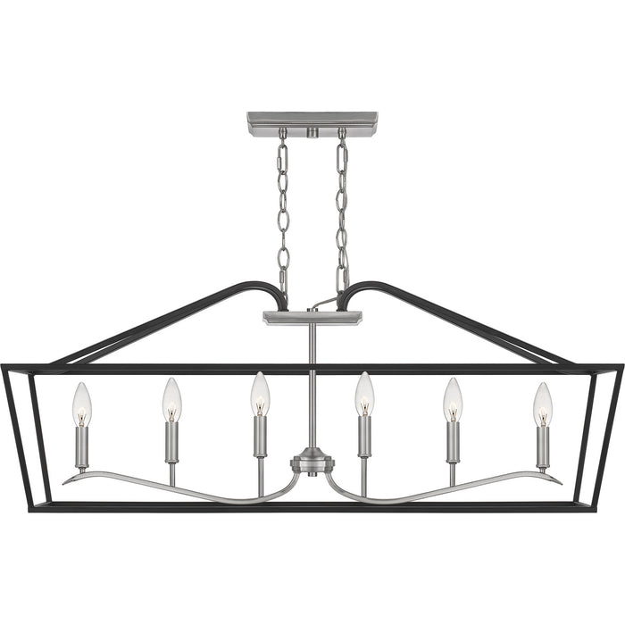 Quoizel CTA642MBK Six Light Island Chandelier, Matte Black