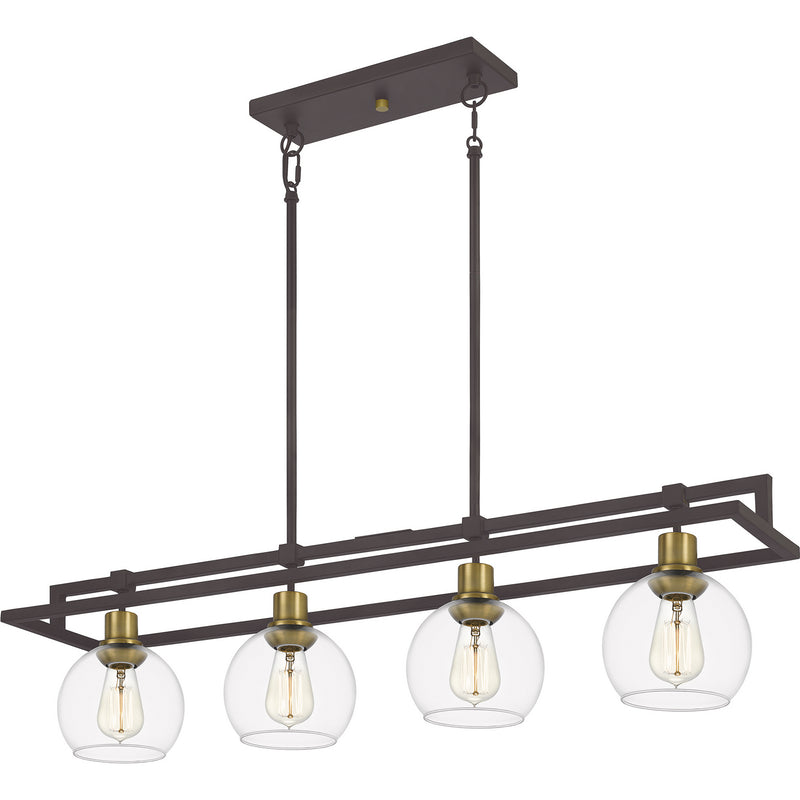 Quoizel DBS440OZ Four Light Island Chandelier, Old Bronze
