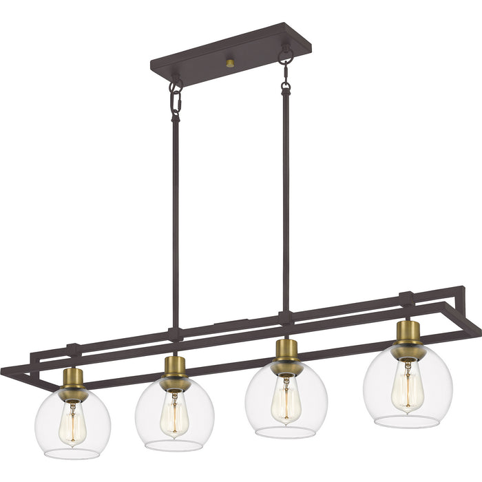 Quoizel DBS440OZ Four Light Island Chandelier, Old Bronze