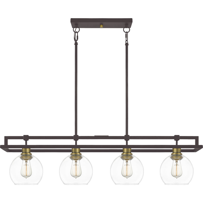 Quoizel DBS440OZ Four Light Island Chandelier, Old Bronze