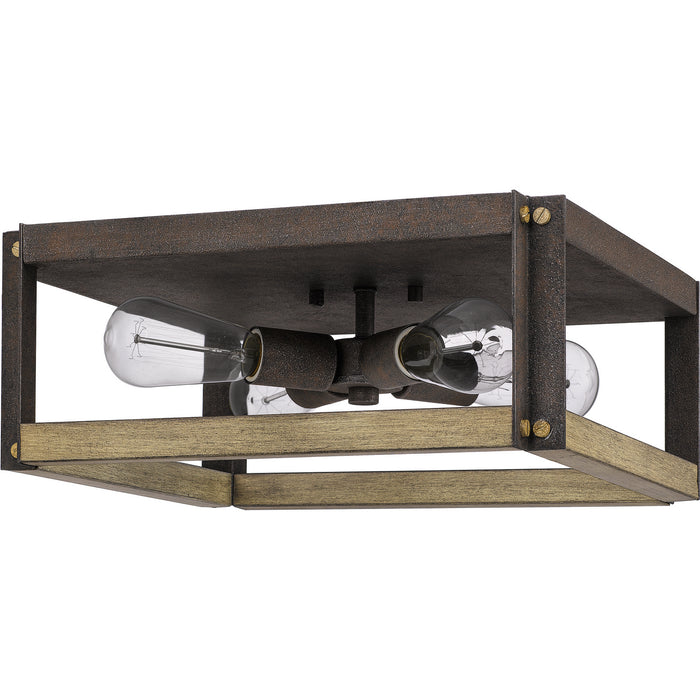 Quoizel FNN1615RK Four Light Flush Mount, Rustic Black