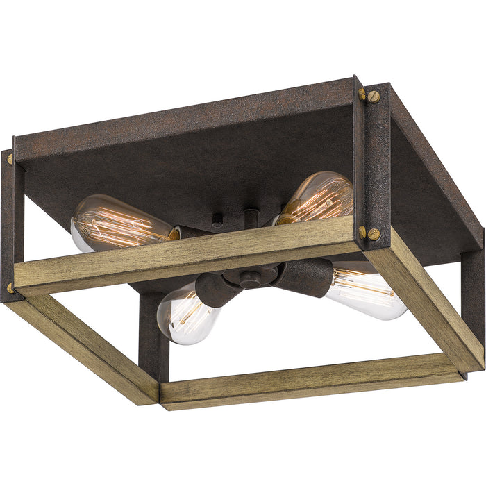 Quoizel FNN1615RK Four Light Flush Mount, Rustic Black