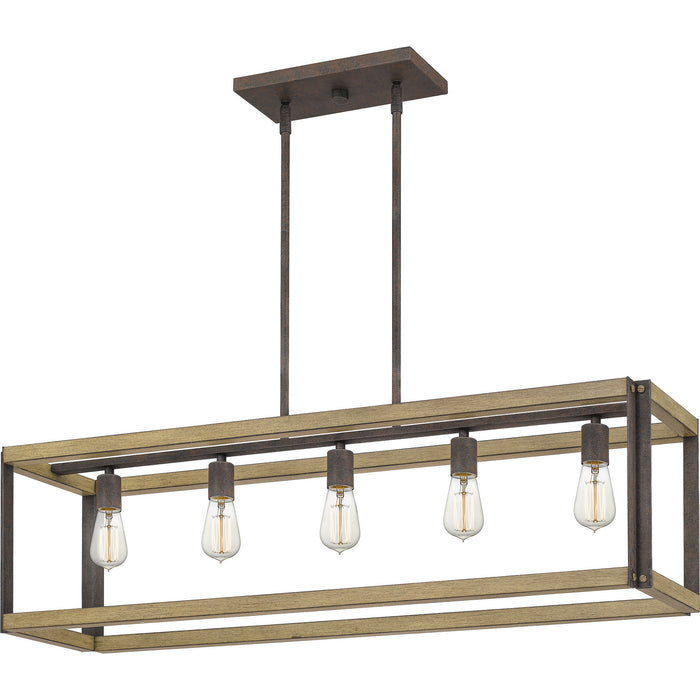Quoizel FNN542RK Five Light Island Chandelier, Rustic Black