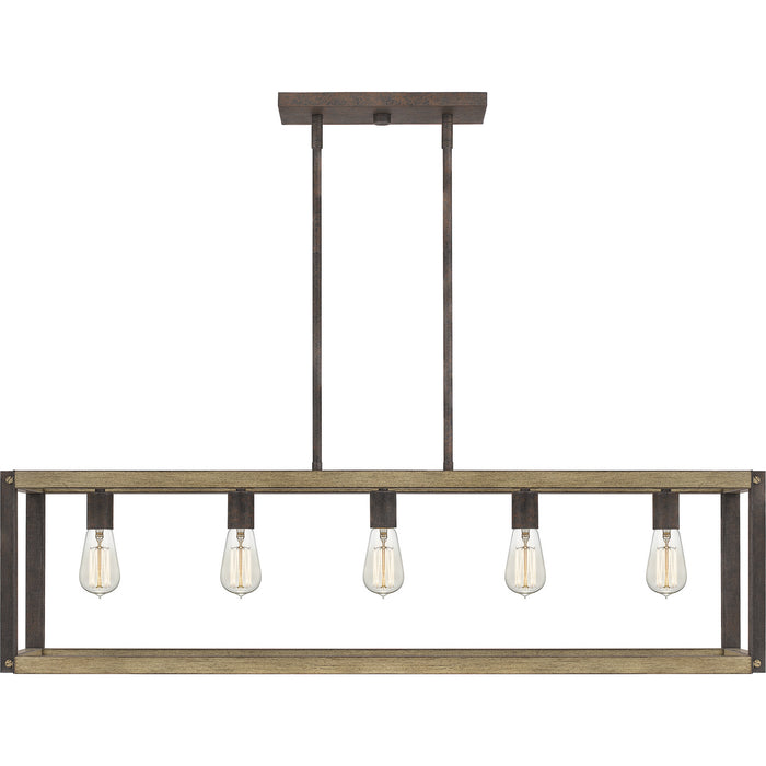 Quoizel FNN542RK Five Light Island Chandelier, Rustic Black