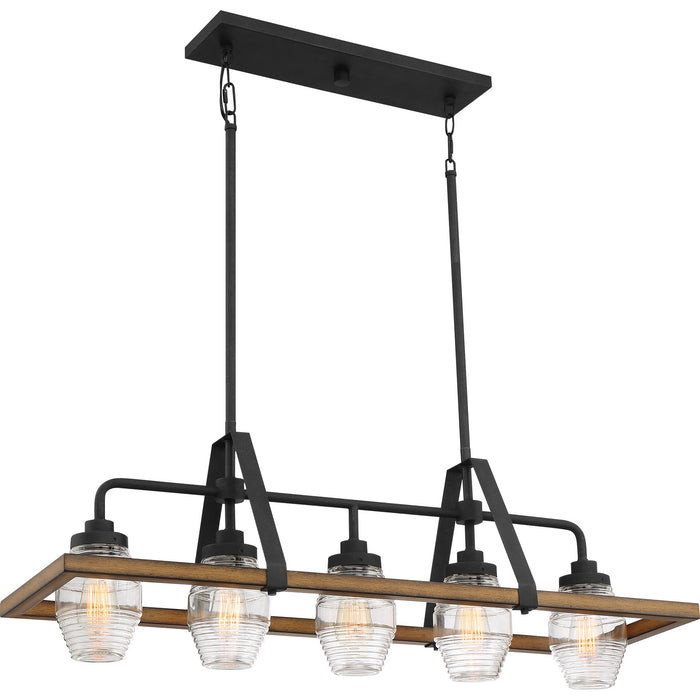 Quoizel GUI540GK Five Light Island Chandelier, Grey Ash