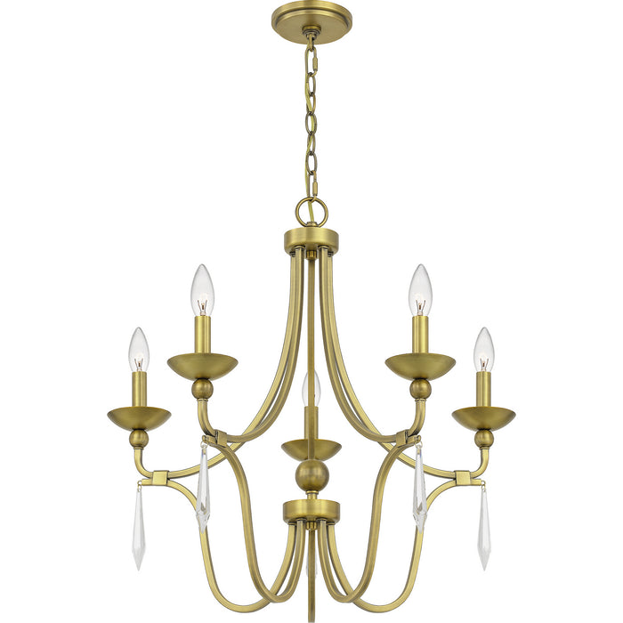 Quoizel JOU5025AB Five Light Chandelier, Aged Brass